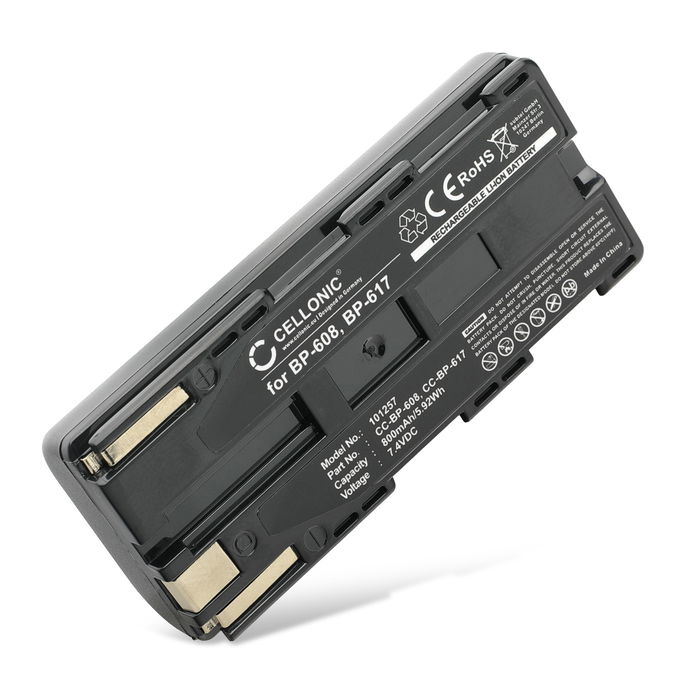 Battery for Canon PowerShot G10, G2000, PowerShot G10, GL2, EOS 300v, E1 E2 E30, ES8400v BP-608 BP-608A BP-617 (800mAh, 7.4V) from CELLONIC