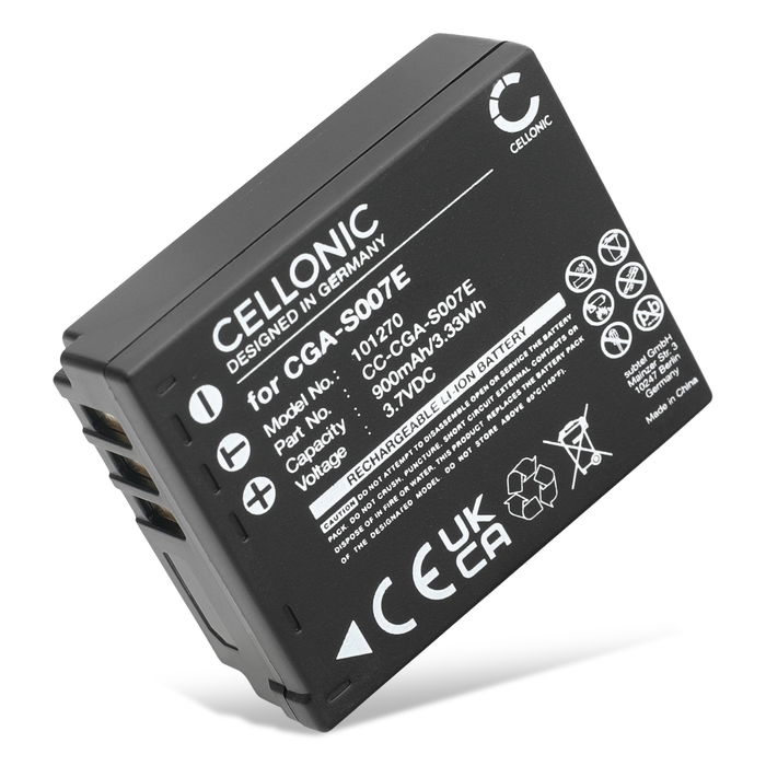CGA-S007,CGR-S007,DMW-BCD10 Battery for Panasonic Lumix DMC-TZ5 DMC-TZ5 DMC-TZ3 DMC-TZ1 DMC-TZ4 DMC-TZ2 900mAh Camera Battery Replacement