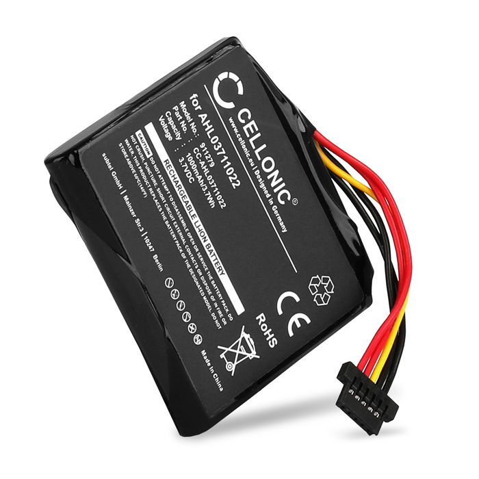 1x Battery for TomTom GO Live 820/825 Europe, 4EH45, 4EH52, 4EH51, 4EJ41, 4EJ51, 4ER41, 4ER51, 4ER5, Go Live Top Gear, Go 1530, VF6M (1000mAh, 3.7V) from CELLONIC