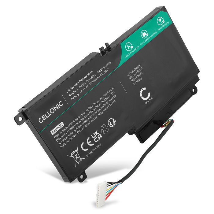 Battery for Toshiba Satellite L50-A, L50-A, L55-A, L50T-A, P50-A, P50, L50DT-A, S50-A, P50-B, S50DT-A, S50T-A, L50D-A, PA5107U-1BRS, P000573230 14.4V 3000mAh from CELLONIC