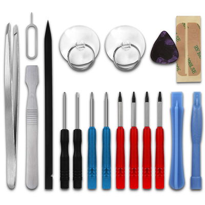 Handy Reparatur Set 18-teilig mit Pentalobe & TORX - Schraubendreher Set, Plastikheber, Saugnapf, Pinzette & Kleber | Smartphone Reparatur Werkzeug
