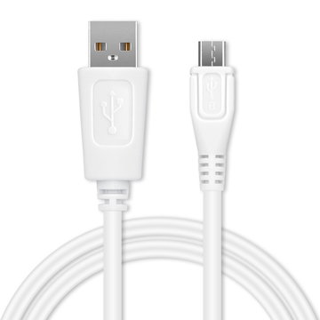 Micro USB Kabel für ASUS ZenFone Max, Max Pro, 2, 3 Laser, 3 Max, 3s Max, 4 Max, 4 (2014), 5 (2014) Handy Ladekabel - 1m 1A PVC weiß - Datenkabel für Smartphone