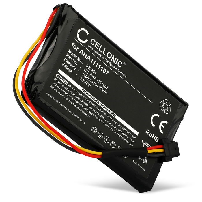 Battery for TomTom Go 600, 610, 620 World, 620 (2016), Essential, Basic, NAVIGATOR 6, 4FA60, P6,  AHA1111107 - 1100mAh 3,7V  by CELLONIC