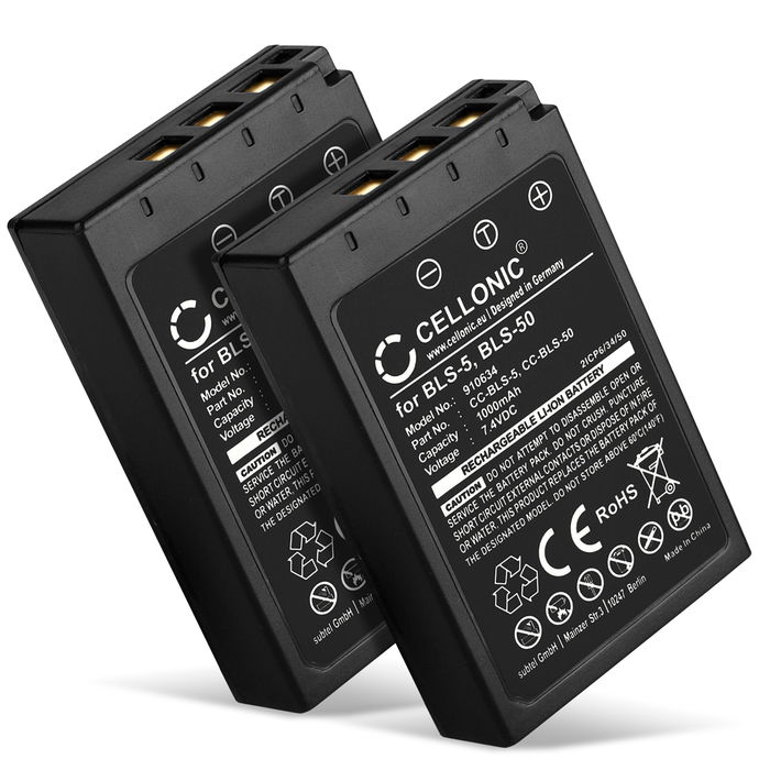 2x Battery Olympus OM-D E-M10 Mark II, III, IV, Pen E-P3, E-PL6, E-PL7, E-PL8, Stylus 1 CELLONIC