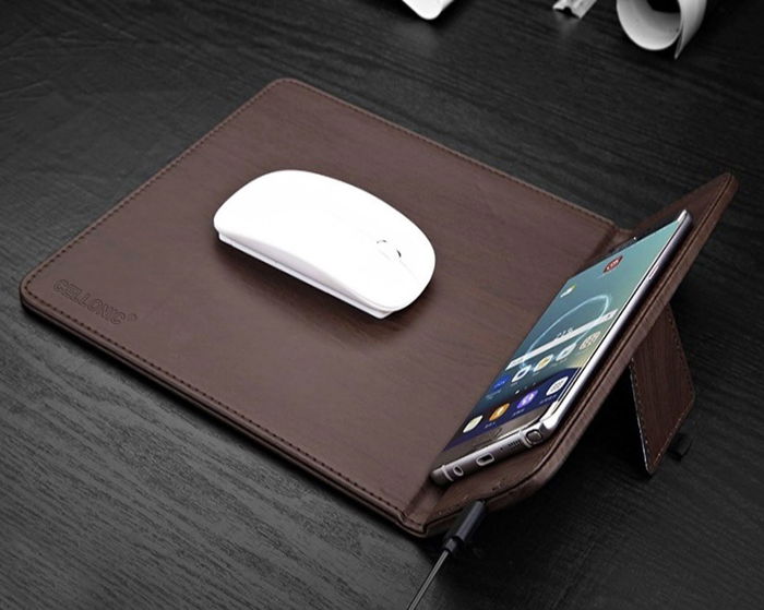 CELLONIC Mauspad + Wireless Ladegerät für Qi-fähige Smartphones, iPhone Galaxy Nexus Huawei Induktionsladegerät Ladestation Ladepad kabelloses Laden induktiv Wireless Charger Ladematte Mausunterlage
