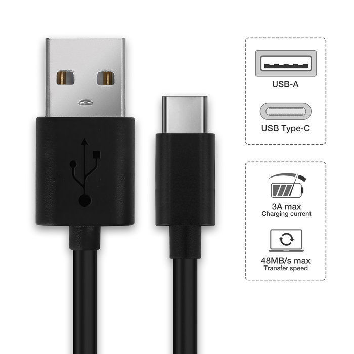 Tipo C USB Cavo per Connettore Dati Compatibile con BlackBerry DTEK60, Evolve, X, KEY2, Keyone, Motion, BLU Vivo 5, Cat S61, Coolpad Cool 1 dual, Energizer Power Max P16K Pro, Essential PH-1