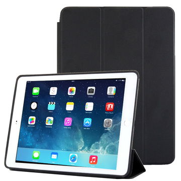 Book Tablet Case with Stand for iPad Air 2 (Wake / Sleep) Plastic Protective Folding Flip Folio Wallet Tri Fold Bookcase Cover Sleeve - Black