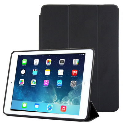 Book Tablet Case with Stand for iPad Air 2 (Wake / Sleep) Plastic Protective Folding Flip Folio Wallet Tri Fold Bookcase Cover Sleeve - Black