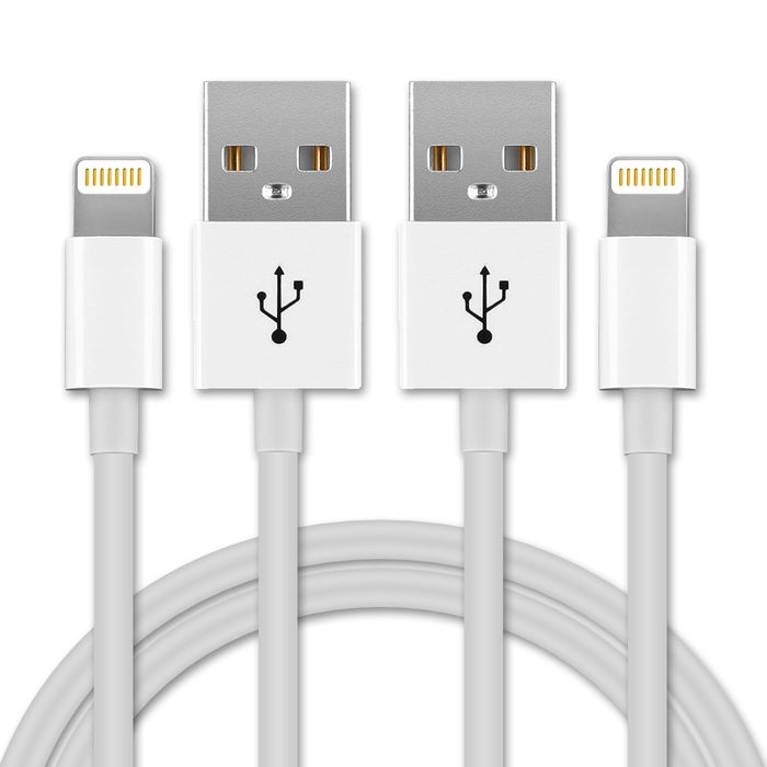 2x Lightning 8 Pin Phone Charger Cable for Apple iPhone 14, 13, 12, 11, X, XS, XR, 8, 7, SE 1m Fast Charging Smartphone Data Cable White