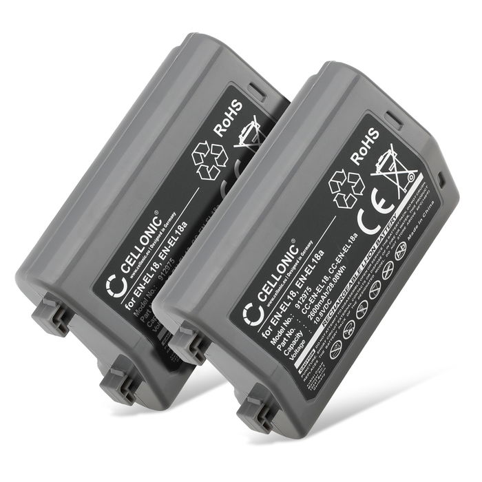 2x EN-EL18 EN-EL18a ENEL18a Ersatz Akku für Nikon D5 D4 D4s D6 MB-D17 - Kamera Ersatzakku - Kameraakku 2600mAh, Batterie