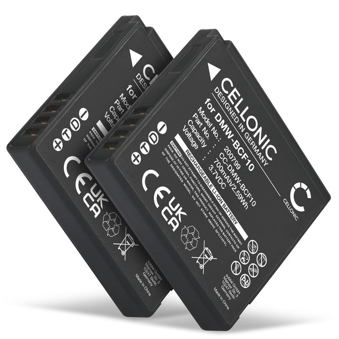 2x Akku für Panasonic Lumix DMC-FS62 DMC-FS10 FS6 FS7 FS15 FS30 FS42 FS62 700mAh von CELLONIC