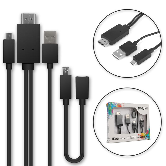 MHL Kabel - Micro-USB auf HDMI-Adapter 5-Pin + 11-pin Adapter