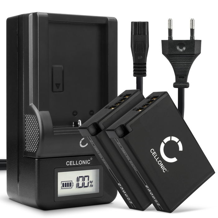 2x Canon EOS R100 Akku + Ladegerät 950mAh Ersatzakku Batterie von Cellonic