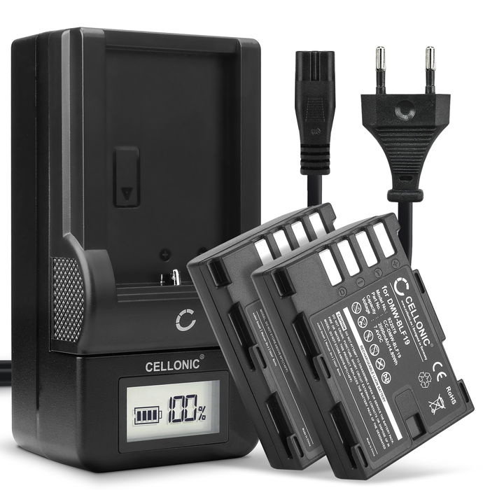 2x Ersatz Akku DMW-BLF19 DMW-BLF19e DMW-BLF19pp + Ladegerät DMW-BTC10 für Panasonic GH5 Lumix DC-GH5s DMC-GH4 GH4 GH4r GH4h GH3 GH3h GH3a G9 DC-G9 Kamera - 2000mAh Ersatzakku Batterie, Ladekabel, Akkuladegerät