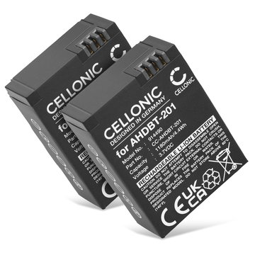 2x AHDBT-201 AHDBT-301 AHDBT-302 Ersatz Akku für GoPro Hero 3, Hero 3 White, Hero 3 Black Hero 3 Silver, Gopro Hero 3 Plus - Kamera Ersatzakku - Kameraakku 1180mAh, Batterie