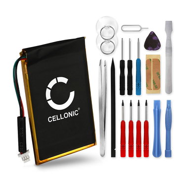 CELLONIC GPS Battery for Garmin Edge 605 / Edge 705 / Nüvi 465 + 17pc GPS Tool Kit 361-00019-12 1250mAh SatNav Sat Nav Battery Replacement