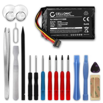 CELLONIC Battery for TomTom Go 6250, Go 6200, Go 6100, Go 6000, Go 5000,  4PL60 Sat Nav 1100mAh VFAD AHA11111008 Battery Replacement + 17pc GPS Tool Kit