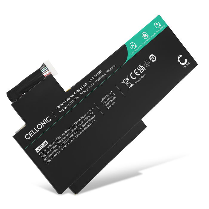 Battery for Medion Erazer X7611 (MD98678, MD98541, MD98543), X7613 (MD98795, MD98796, MD98802, MD99057), X7615 (MD99293), BTY-L76 11.1V 5300mAh from CELLONIC