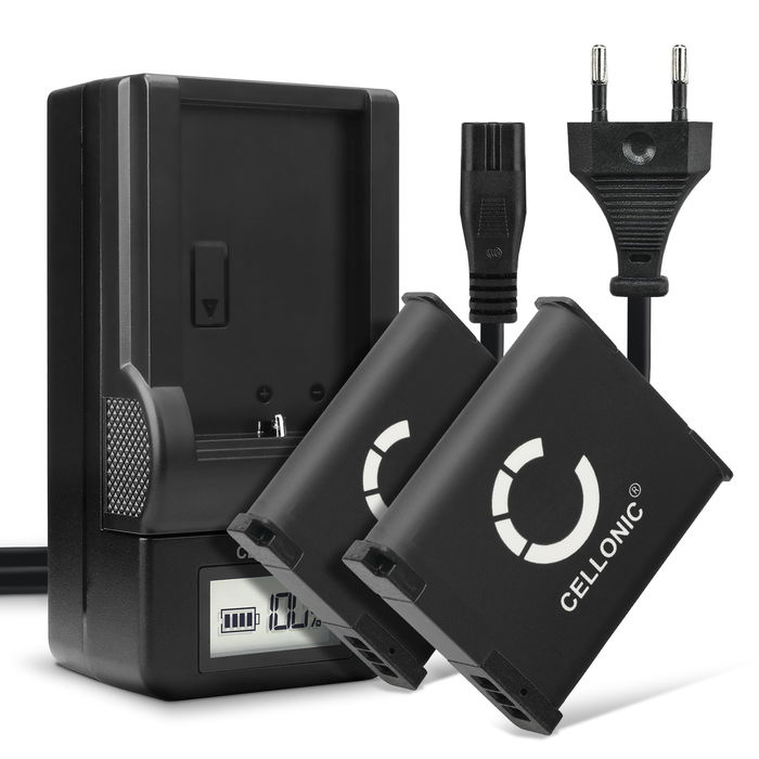 2x Panasonic Lumix DMC-TZ37 Akku + Ladegerät 1050mAh Ersatzakku Batterie von CELLONIC