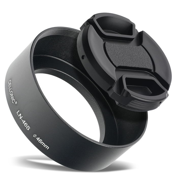 LN-46S Kamera Gegenlichtblende für Olympus M.Zuiko Digital 17mm 1.8 ED, Universal Ø 46mm – Metall Filtergewinde Rund / Zylindrisch / Tubus / Tube Gegenlichtblende von CELLONIC