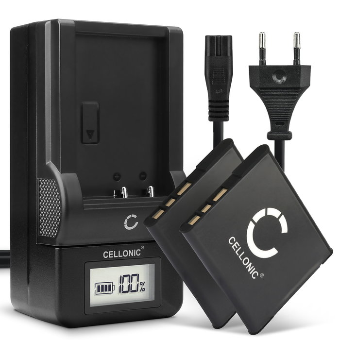 2x Sony Cyber-shot DSC-W370 Akku + Ladegerät 580mAh Ersatzakku Batterie von CELLONIC