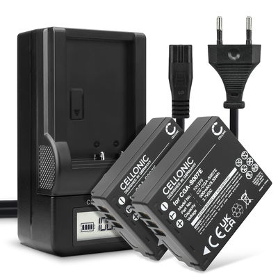 2x CELLONIC Camera Battery for Panasonic Lumix DMC-TZ5 DMC-TZ5 DMC-TZ3 DMC-TZ1 DMC-TZ4 DMC-TZ2 Replacement CGA-S007 CGR-S007 Battery 900mAh Backup + Charger DA-A46A DE-A25B DE-A26A