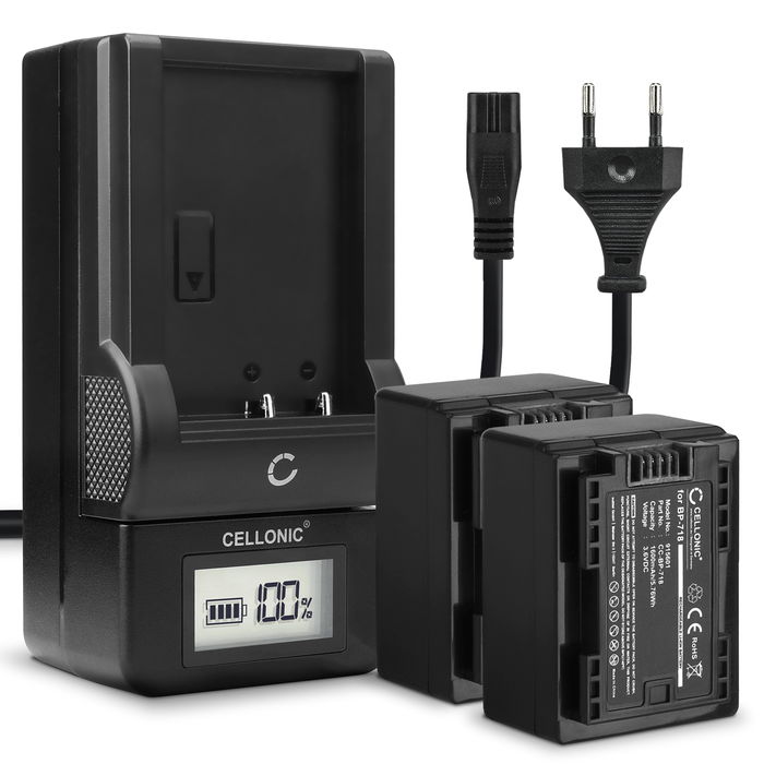 2x Canon LEGRIA HF R506 Battery + Charger 1600mAh from CELLONIC