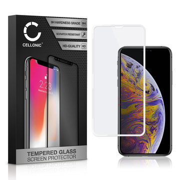 CELLONIC Display Schutzglas kompatibel mit iPhone XS Max Handyglas - 3D Full Cover 9H 0,33mm Full Glue weiß - Handy Schutzfolie Displayschutz Glas Folie, Screen Protector Glass