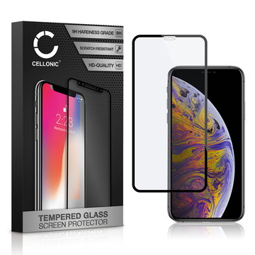 CELLONIC Display Schutzglas kompatibel mit iPhone Xs Max Handyglas - 3D Full Cover 9H 0,33mm Full Glue schwarz - Handy Schutzfolie Displayschutz Glas Folie, Screen Protector Glass