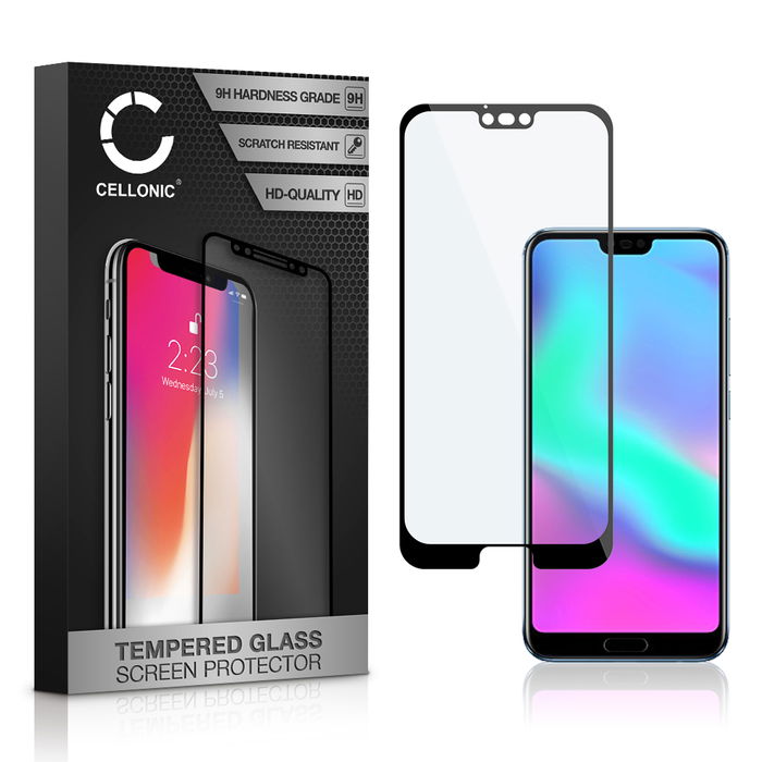 CELLONIC Display Schutzglas kompatibel mit Huawei Honor 10 Handyglas - 3D Full Cover 9H 0,33mm Full Glue schwarz - Handy Schutzfolie Displayschutz Glas Folie, Screen Protector Glass