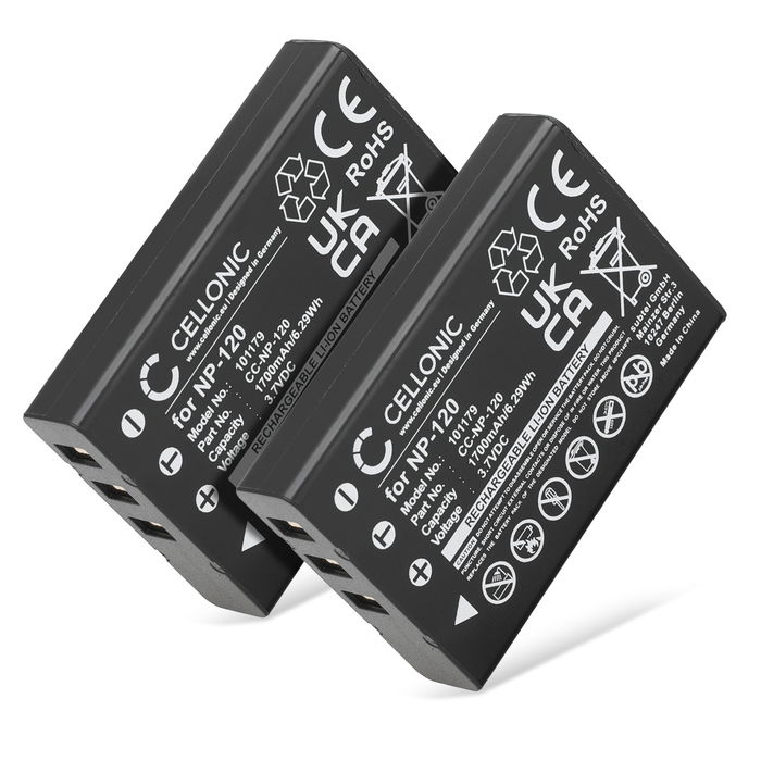 2x Akku für Besteker Pro 4K AC1, Ordro HDV-D320, HDV-D325, HDV-D395, HDV-D80S 1700mAh von CELLONIC