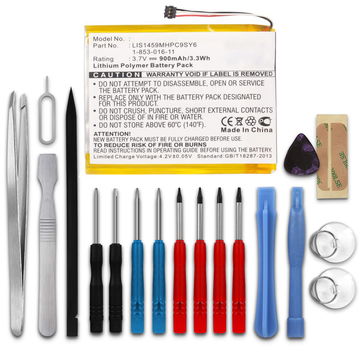 subtel Replacement Tablet Battery for Sony PRS-350 PRS-650 + 17-Tool Tablet Repair Kit - 900mAh