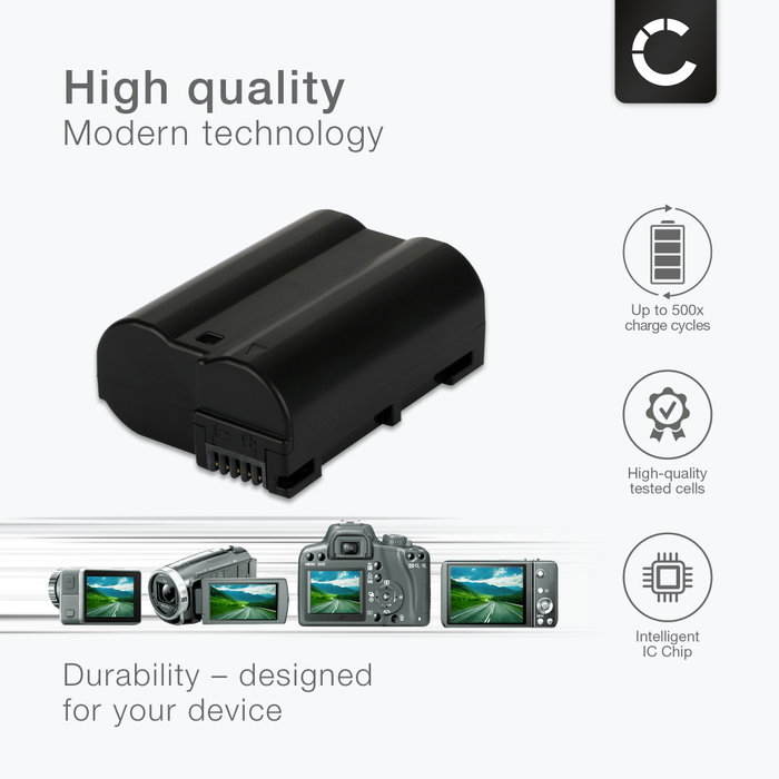2 Batteries Vhbw Li-ion 1400mAh 7V Pour Nikon D7000 D7100 D7200 D750...