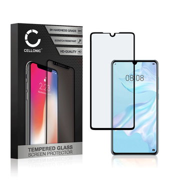 CELLONIC Display Schutzglas kompatibel mit Huawei P30 Handyglas - 3D Case-friendly 9H 0,33mm Full Glue schwarz - Handy Schutzfolie Displayschutz Glas Folie, Screen Protector Glass