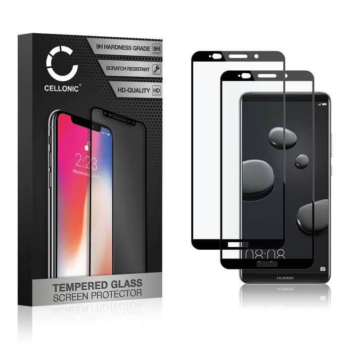 2x CELLONIC Display Schutzglas kompatibel mit Huawei Mate 10 Pro Handyglas - 3D Full Cover 9H 0,33mm Full Glue schwarz - Handy Schutzfolie Displayschutz Glas Folie, Screen Protector Glass