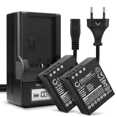 2x Ersatz Akku BLH-1 + Ladegerät BCH-1 für Olympus OM-D E-M1 Mark II, OM-D E-M1X Kamera - 2000mAh Ersatzakku Batterie, Ladekabel, Akkuladegerät