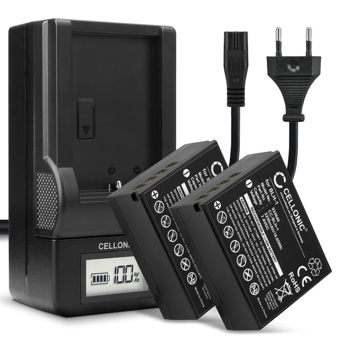 2x Ersatz Akku BLH-1 + Ladegerät BCH-1 für Olympus OM-D E-M1 Mark II OM-D E-M1 Mark III OM-D E-M1X / BLH-1 / BCH-1 Kamera - 2250mAh Ersatzakku Batterie, Ladekabel, Akkuladegerät