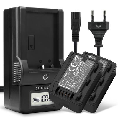 2x Ersatz Akku VW-VBK180 VW-VBT190 -VBY100 + Ladegerät VW-BC10 für Panasonic HC-V180 V10 V160 V270 V380 V777 V800 HC-VXF990 HC-VX980 HC-W580 HDC-SD40 Kamera - 1780mAh Ersatzakku Batterie, Ladekabel, Akkuladegerät