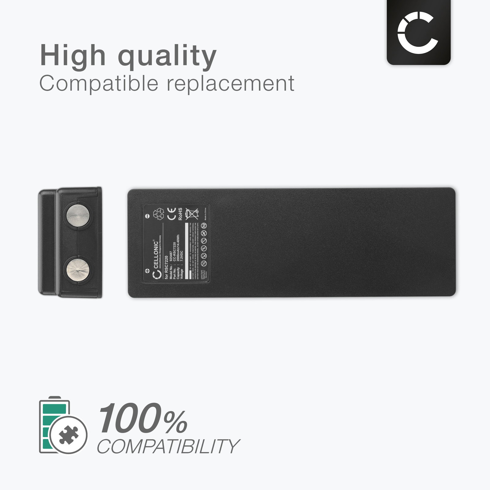 Batteria Di Ricambio Cameron Sino Per Radiocomando Gru Scanreco 16131, Palfinger, RC590, RC960 E Modelli Compatibili – 116x70x32 Mm