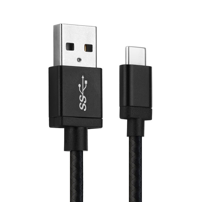 USB C Type C Kabel für Microsoft Lumia 950 / Lumia 950 XL Handy Ladekabel - 1m 3A Nylon schwarz - Datenkabel für Smartphone