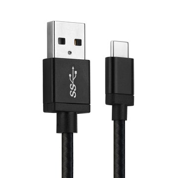 USB C Type C Phone Charger Cable for Huawei P40, P40 Pro / P30, P30 Lite / P20, P20 Pro 1m Fast Charging 3A Smartphone Data Cable Nylon Black