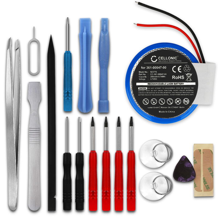 PD3032, 361-00047-0 Ersatz Akku für Garmin Approach S1, Forerunner 110, 210, 610, S1 Smartwatch Ersatzakku + Werkzeug-Set - 200mAh Fitnessuhr Austauschakku, Batterie