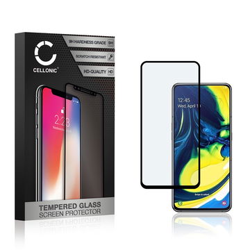 CELLONIC Display Schutzglas kompatibel mit Samsung Galaxy A80 (SM-A805) Handyglas - 3D Full Cover 9H 0,33mm Full Glue schwarz - Handy Schutzfolie Displayschutz Glas Folie, Screen Protector Glass