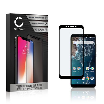 CELLONIC Display Schutzglas kompatibel mit Xiaomi Mi A2 Handyglas - 3D Case-friendly 9H 0,33mm Full Glue schwarz - Handy Schutzfolie Displayschutz Glas Folie, Screen Protector Glass