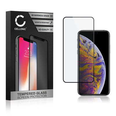 CELLONIC Display Schutzglas kompatibel mit iPhone 11 Pro Max / iPhone Xs Max Handyglas - 3D Case-friendly 9H 0,33mm Full Glue schwarz - Handy Schutzfolie Displayschutz Glas Folie, Screen Protector Glass