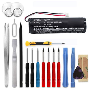 Ersatz Akku für TomTom Rider / Go 910, 710, 700, 530, 400 / Garmin Streetpilot i3, i5 GPS Navigation - Navi Ersatzakku VF5 + Werkzeug-Set - 3000mAh Navigationsgerät Batterie