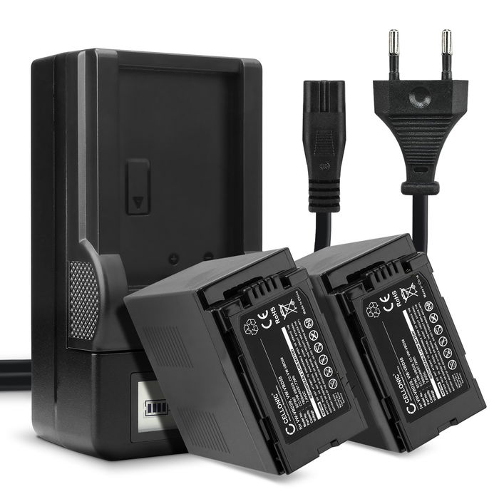 2x Panasonic HC-X2000 Akku + Ladegerät 7800mAh Ersatzakku Batterie von Cellonic