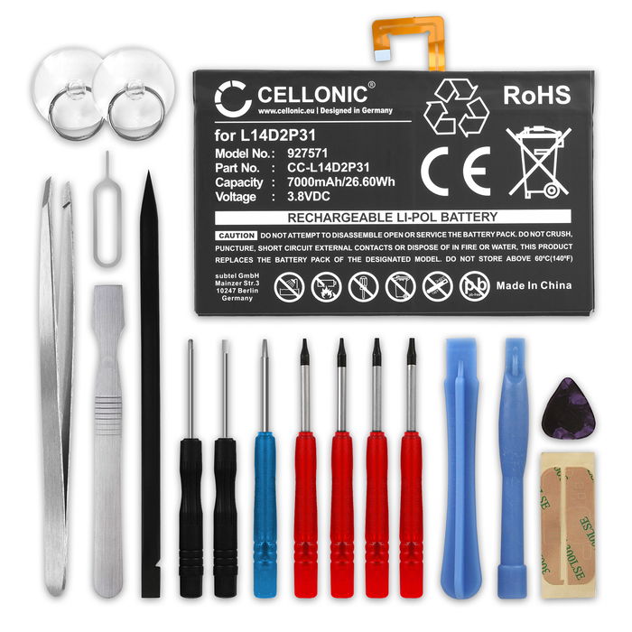 Lenovo Tab 2 A10-70L Akku + Werkzeug-Set 7000mAh Ersatzakku Batterie von subtel