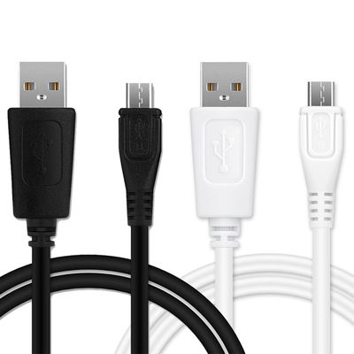 2x USB Kabel für TomTom Via 62, Via 52, Via 135, 400, GO 510 (2013) 520 (2016) 5200, GO 610 6100, GO 620 - Ladekabel 1m 1A PVC Datenkabel schwarz/weiß