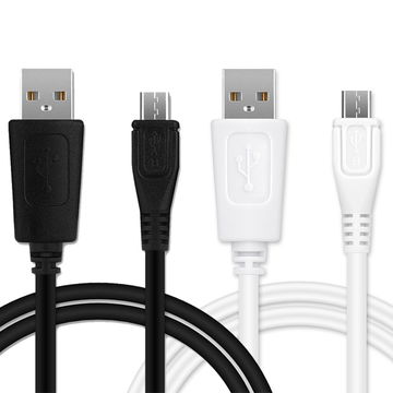 2x USB Kabel für Garmin Edge 520 Plus, 820, 1000, 1030 / Dashcam 55 / Zumo 595 / Dezl 760 - Ladekabel 1m 1A PVC Datenkabel schwarz/weiß